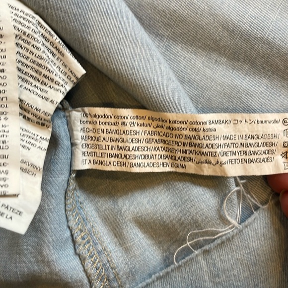 Zara Denim Long Shirt / Dress Button Down SMALL Raw Hem - Picture 5 of 5